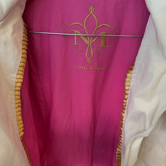 Vintage Mackage Double Closure Leather Trim Trench Coat Jacket - Picture 8 of 9